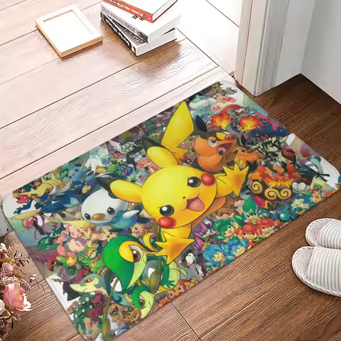 P-Pokemon Pikachus Front Door Mat Anti-Slip Outdoor Absorbent Doormat Kitchen Balcony Entrance Rug C