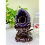 Uruguay Amethyst Dinosaur Egg 4.5kg Height 28 Width 15 with High-End Sandalwood Solid Wood Base Coll