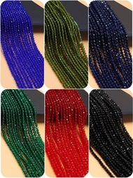 1條線3毫米綠色和皇家藍色尖晶石珠子吊飾,適用於diy手工項鍊耳環手鍊珠寶配件