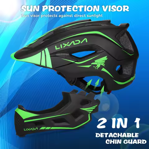 Lixada Kids 2-in-1 Detachable Full Face Helmet Children Sports Safety Bike Helmet Protective Gear Ki