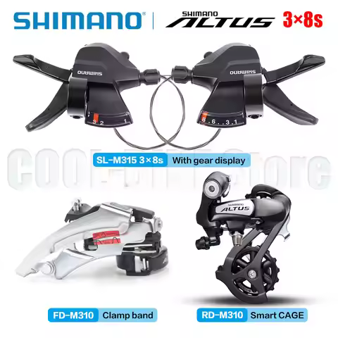 SHIMANO ALTUS M315 3x7/8 Speed Groupset with M315 Shifters and M310 Front (TOP SWING)/ Rear Deraille