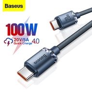 Baseus สายชาร์จสำหรับ Macbook iPad100W USB C เป็น Type C สายชาร์จเร็ว5A PD สาย USBC สำหรับ Xiaomi Sa