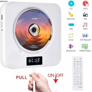 Portable Bluetooth DVD / CD Player, Wall-Mounted DVDs Player, Dual Pull Switch, Music Player Support HiFi Speakers / 1080P HDMI Output with Remote for TV, Music Player Support FM R