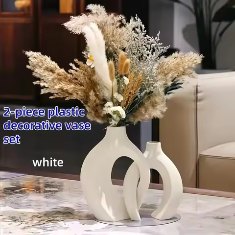 Nordic Modern High Quality Plastic Vase Set of 2 Hollow Living Room Bookshelf Decor Modern Home Acce