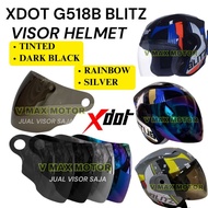 XDOT G518B Blitz Helmet Visor Motorcycle / Xdot 518 Blitz Xplorer Cermin Topi Dark Black/Tinted/Rain