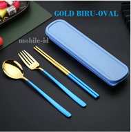 [PREMIUM] Sendok Makan Stainless Set Sendok Garpu Sumpit Portable