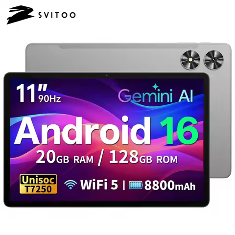 SVITOO Tablet 2026 Android 16 11 Inch 90Hz HD IPS Screen Unisoc T7250 Octa-Core Processor 4GB Physic