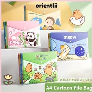 ORIENTLIIY 5PCS/Set A4 File Folder, Waterproof Large Capacity File Bag, Capybara PP Test Paper Stora