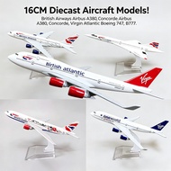 16CM British Airways Airbus 380 Plane Model British Concord Virgin Atlantic Boeing 747 B777 Diecast 