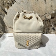 YSL-Saint Laurent灰白色羊皮Y型金鏈後背包