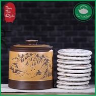 SA Zisha ceramic jars for brewing and preserving tea cakes (8 cakes) - LOW MODEL