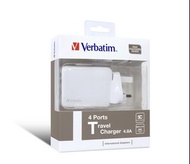 Verbatim 4口4.8A旅行充電器(白色)