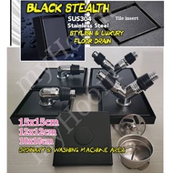 Bathroom 10/12/15cm Black Stealth Tile insert Stainless Steel floor Drain/Washing Machine area Floor Trap