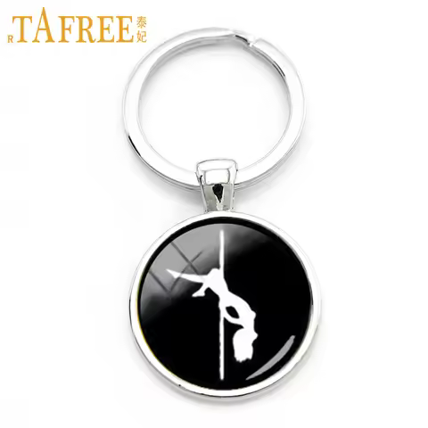 TAFREE Fashion dance silhouette jewelry pole dance picture key chain charming pole dancing girl prof
