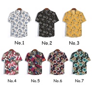 READY STOCK!!  New Mens Spring Fashion Casual Short Sleeve Floral Shirts Mens Printed Shirts 7 Color