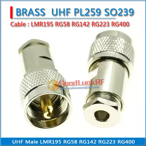 1X Pcs PL259 SO239 SO-239 UHF Male Clamp Solder For RG58 RG142 RG223 RG400 LMR195 50-3 Cable Brass R