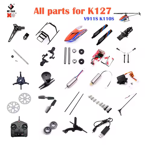 WLtoys XK K127 V911S RC Helicopter Parts Head Canopy Receiver Board Blade, Tail Motor Rotor Servo Re