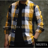 KEMEJA KATUN Cardinal Men's Slimfit Shirt J1879 Yellow Plaid Cotton