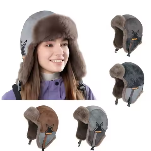 Lei Feng Hat for Men Women Winter Fleece-Lined Thickened Warm Cycling Ear Protection Hat Outdoor Win