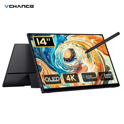 14 Inch 4K OLED Portable Monitor Touchscreen with Stylus HDMI-Compatible External Gaming Monitor for