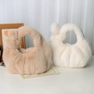 Furry Bag Women's Autumn And Winter New Furry Bag Pleated Hand Cloud Bag Versatile Plush Bag Portabl