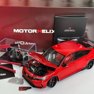 MotorHelix 1:18 Scale Diecast Honda Civic FL5 with Extra Engine Model Car Worldwide Limited Edition 