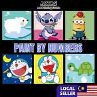 【Local Stock】𝐀𝐑𝐓𝐀𝐒 20x20cm Framed Paint By Numbers Kids DIY Simple Canvas Oil Painting Unicorn Elsa Cartoon 儿童数字油画 现货