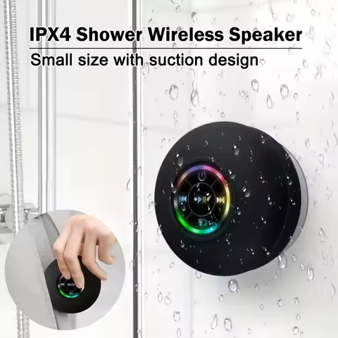 Bathroom Waterproof Wireless LED Bluetooth Speaker Mini Portable Strong Suction Cup Speaker Travel O