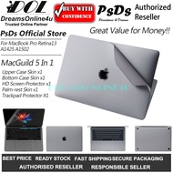 PsDs 5 in 1 MacGuard Upper Bottom Case Skin Screen Palm Rest Trackpad Protector for Laptop MB Pro Re