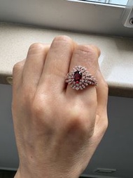 紅石榴石戒指  $390👉➡️$350 S925通體純銀鍍金Red Garnet S925 silver ring,rings earrings,earring,bracelet,bracelets,