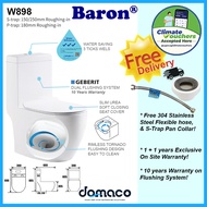 Baron W898 Gerberit Rimless Tornado Flushing 1-Piece Toilet Bowl with Urea Soft Closing Seat Cover
