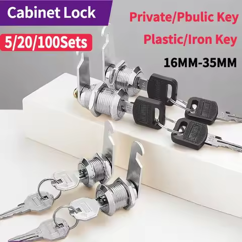 5/20 Sets Metal Cylinder Cabinet Locker Cam Lock With 2 Keys (Same Key/Different Key) - 16mm for Dra