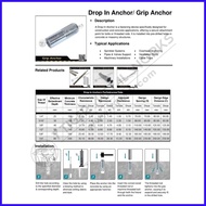 ✻ ⊕ Drop In Anchor / Grip Anchor 1/4 to 3/4 inch / Expansion Bolt / Mechanical Anchoring