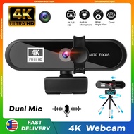 4K Webcam Mini Camera 2K Full HD Webcam With Microphone Autofocus Web Camera For PC Computer Laptop 