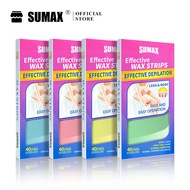 SUMAX 40 Pcs Wax Strips Four Colors 4 Fragrance Types Hair Removal Wax Paper Double-Sided Hair Remov