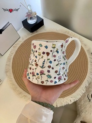 400ml/13.53oz Creative Floral Ceramic Cup With Handle, Mug, Flower Cup, Home Drinking Water Cup Back