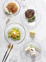 全城熱賣 - （6寸）鋼化玻璃碟 耐熱玻璃焗盤 透明水果盤 微波爐加熱碟 水果碟 西餐盤 沙律碟 焗碟 微波碟 甜品碟 烤焗碟