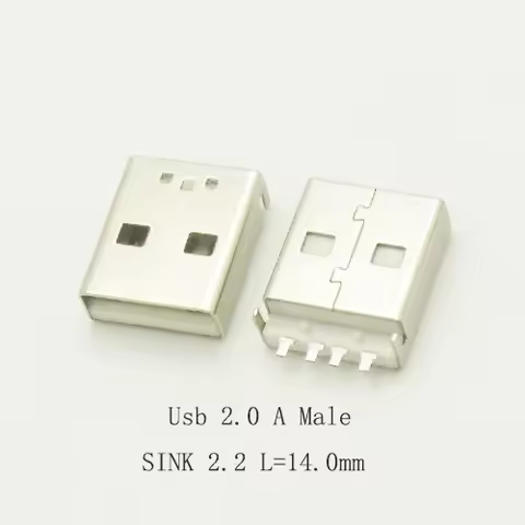 USB 2.0 Short Length,Sink 2.2 L=14MM ,A Type Male Socket ,DIY Cable Connector , USB Jack , Data Tran