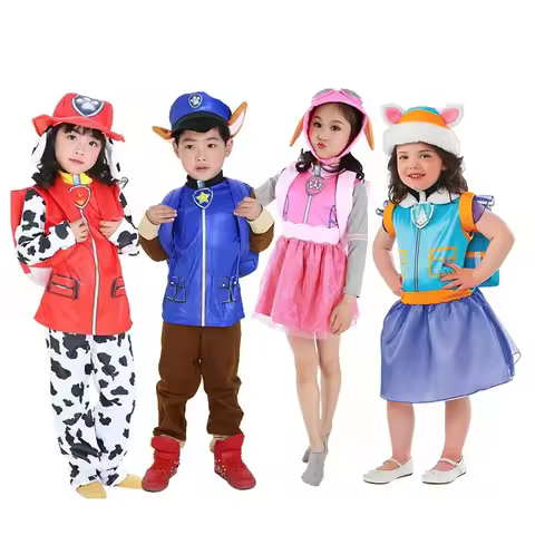 Dog Patrol Team Cartoon Costume Sheepdog Spotted Dogs Full Set Children Identical Clothes Role Play 