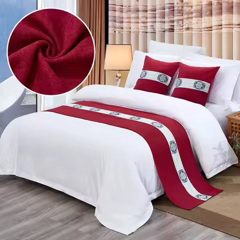 Single Queen King Bed Cover Towel Solid Color Bed Runner Double Layer Bed Flag Throw Bedding Home Ho