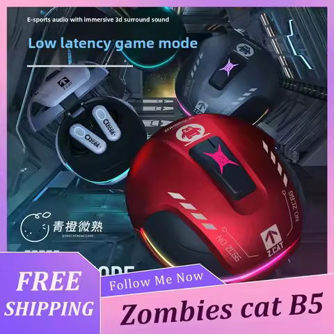 Zombies Cat B5 Bluetooth 5.4 ANC Earbuds Active Noise Cancellation TWS Wireless Earphones Dual Conne