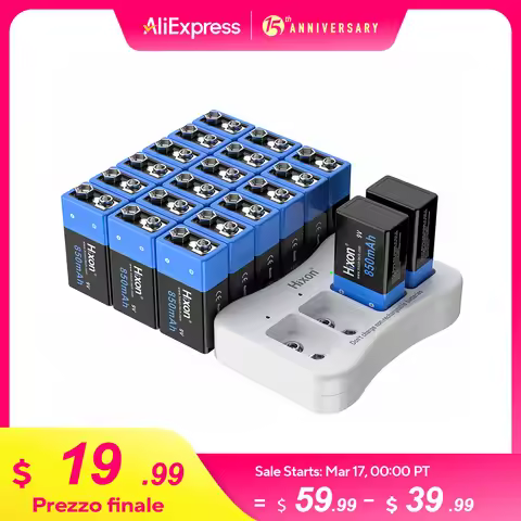 Hixon 9V 8500mAh 9 Volt Li-ion Rechargeable Battery 6F22 Li-ion 9v Battery Lithium Rechargeable Batt