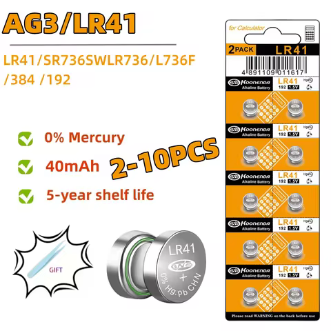 2-10PCS AG3 1.55V 40mAh Button Batteries SR41 192 L736 384 SR41SW CX41 LR41 392 Lamp Chain Finger Li