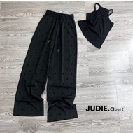 Quần Suông Ống Rộng Lụa Dập Nổi 3DQuần Suông Nữ Cạp Chun Lưng Cao Chất Lụa Cao Cấp JUDIE.Closet