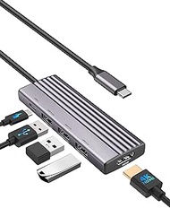 USB C Docking Station 4K@60Hz HDMI Monitor, USB C Hub with 4USB-A 3.0 Ports, 100W PD, USB C Hub Multiport Adapter Compatible for MacBook Pro/Air, Dell Laptops, HUB USB Surpport Mouse, Keyboard