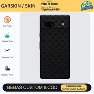 Vinyl Skin PIXEL 7a Triple Black ICONS Anti Scratch Protector Case | By Fusion | Code - 15VN