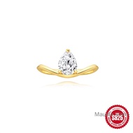 1.25ct 6*8mm Real Moissanite Diamond Ring Pass Diamond Test Women Gold Color Drop Shape Wedding Enga