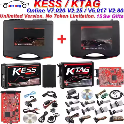 Online EU Red Kess V2 V5.017 Online 2.80 KTAG 7.020 2.25 with Murata Filter OBD 2 Car Truck ECU Chip