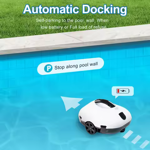 Full Automatic Robotic Pool Cleaner Self-Parking Cordless Pool Vacuum Cleaner Robot