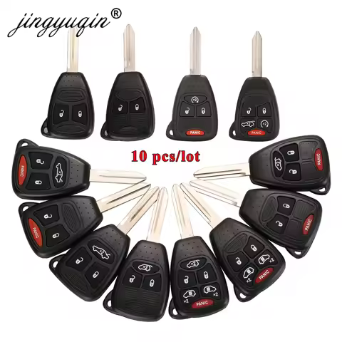 jingyuqin 10X Car Key Shell Case 2/3/4/5/6 Butto for Chrysler Pacifica Aspen 300 Dodge RAM Caravan J